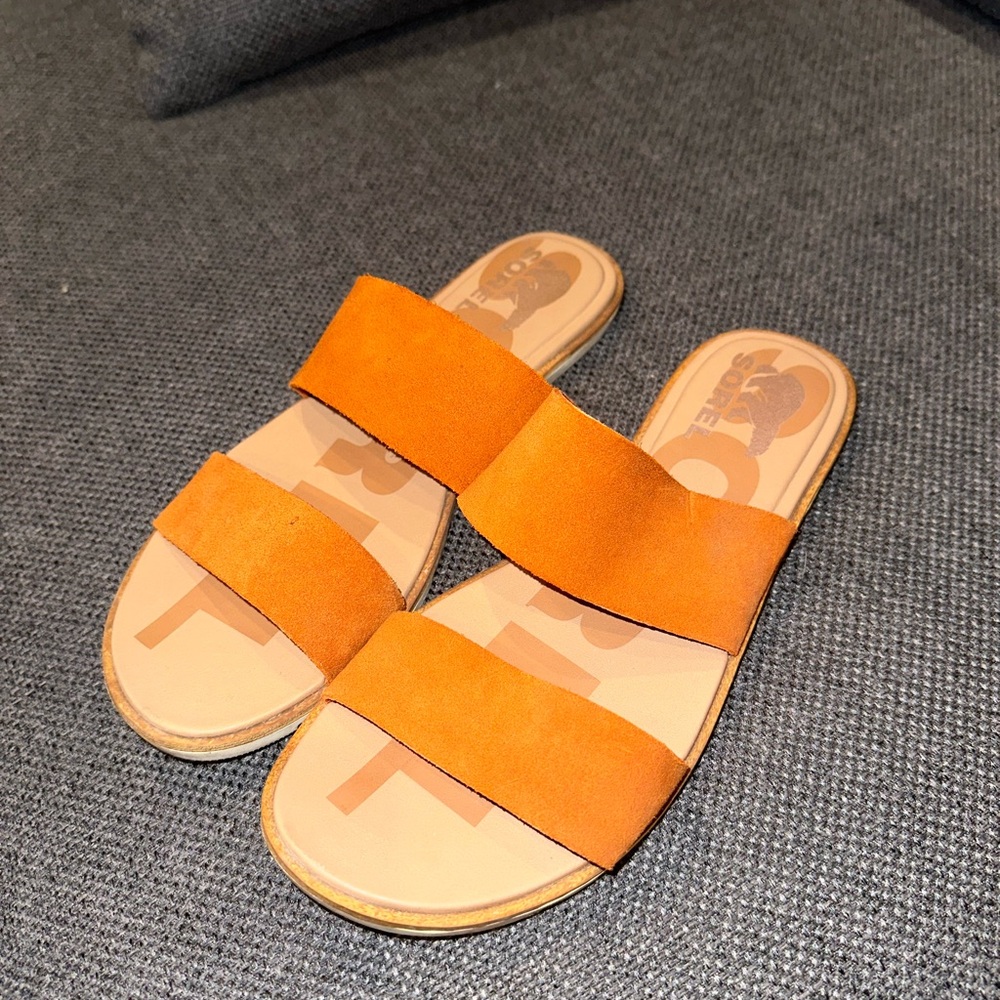 Orange Suede Sorel Women's Slide Sandals